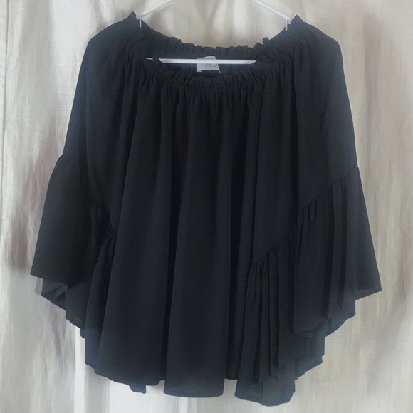Black Bead Tops - Off-The-Shoulder Blouse Black Bead Tops - Off-The-Shoulder Blouse